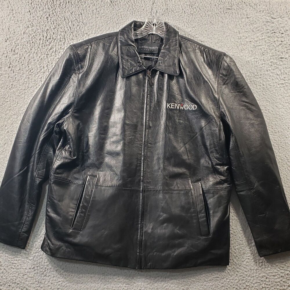 Port Authority Signature Leather Jacket Men's Large Black Kenwood Motorcycle